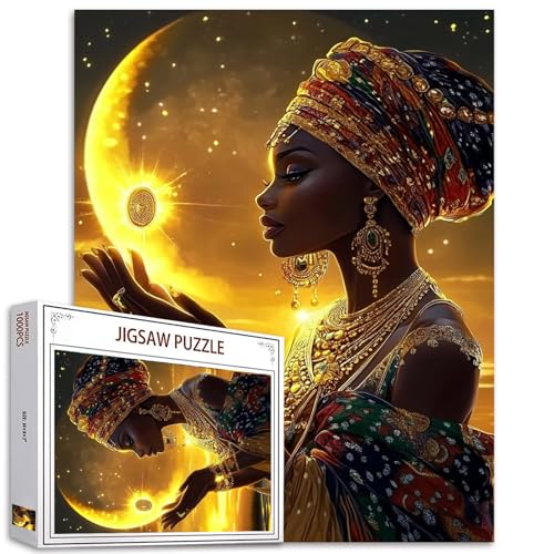 Afrika, schwarzes Mädchen, 1000-teiliges Puzzle für Erwachsene, Amerika, Afro-Frau, Mal-Puzzle, afrikanische Königin, das komplizierte 1000-teilige Puzzle-Spiel trägt, modisches Modell, von TUMOVO