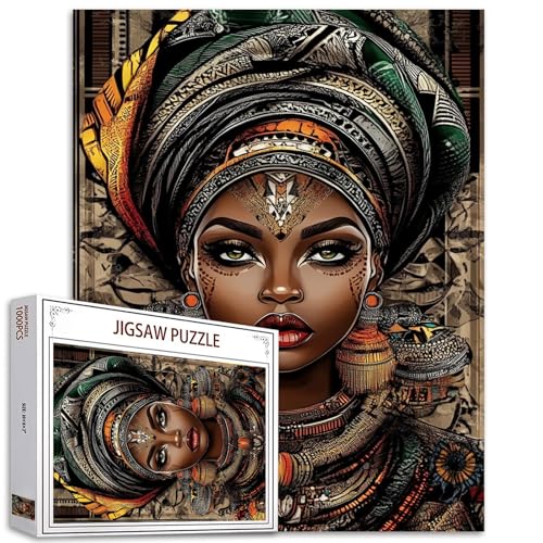 Afrika Amerika Königin 1000 Teile Puzzle für Erwachsene, afrikanisches schwarzes Mädchen, Malpuzzle Skandinavien, 1000 Teile, Puzzle-Spiel, Mode, weibliche Wanddekoration, DIY-Bastelpuzzle, von TUMOVO