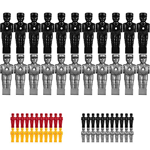 TUNIRO 22x Profi Tischfußball Figuren, SOCCERFUSS, für 15,9 mm VOLL- und HOHLSTANGEN, inkl. Schraubensatz, Kicker, schwarz/Silbergrau von TUNIRO