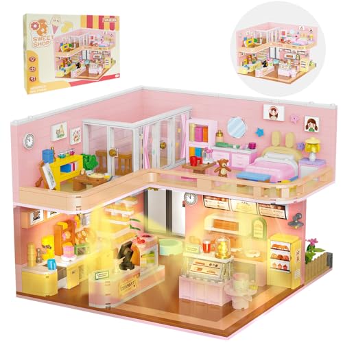 TUNJILOOL Mini Bausteine, Creative Klemmbausteine Dessert Station Haus Geschenk Building Toys für Jungen Mädchen Alter 8+,1219 pcs Mini Bricks von TUNJILOOL