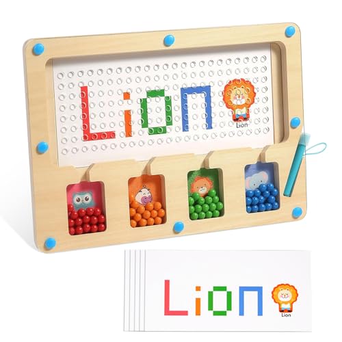 TUNJILOOL Magnetische Alphabet Labyrinth Spielzeug, Montessori Spielzeug Lernspielzeug Feinmotorik Puzzle Board Holzspielzeug für Kleinkind Aktivitäten für Jungen Mädchen 3 4 5 Jahre Geschenke von TUNJILOOL