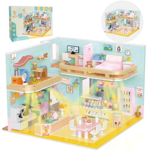 TUNJILOOL Mini Bausteine, Creative Klemmbausteine Milch-Tee-Shop Haus Geschenk Building Toys für Jungen Mädchen Alter 8+,1227 pcs Mini Bricks von TUNJILOOL