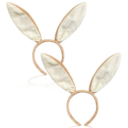 TUONYIS 2 Stück Hasenohren Haarreif Plüsch Hasenohren Stirnband Oster Hasenohren Haarreif Hasenohren Haargummi Halloween Bunny Ears Haarband Ostern Plüsch Hasenohren HaarbäNder für Kinder (Braun) von TUONYIS