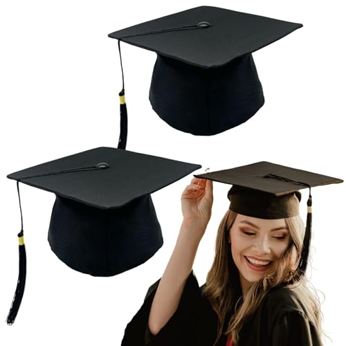 TUONYIS 2 Stücke Bachelor Hut Unisex, Abschlusskappen, Graduation Cap, Absolventenkappe Studentenhut Bachelor Abschluss Hut, für Abschlussfeiern vom Studium, Universität, Hochschule, Abitur (Schwarz) von TUONYIS