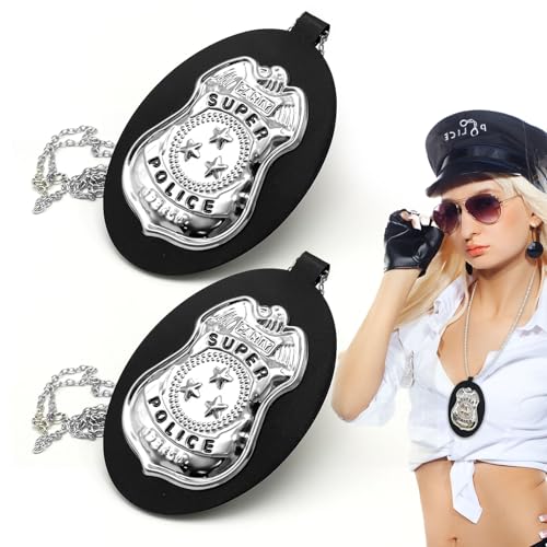 TUONYIS 2 Stück Dress Up Polizeiabzeichen für Kinder Polizei Kostüm Kinder Pretend Play Police Kostümzubehör Polizistenabzeichen Polizei Kostüm Kinder Zubehör Ausrüstung Abzeichen Cosplay Polizei von TUONYIS