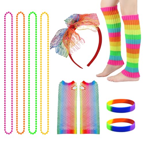TUONYIS 5 Stück 80er 90er Jahre Outfit Damen, Faschingskostüme Damen, Beinwärmer, Stirnband, Halskette, Netzhandschuhe, Armbänder, 90er Jahre Kostüm für Frauen Mädchen Erwachsene 80 Jahre Thema Party TUONYIS 5 Stück 80er 90er Jahre Outfit Damen, Faschingskostüme Damen, Beinwärmer, Stirnband, Halskette, Netzhandschuhe, Armbänder, 90er Jahre Kostüm für Frauen Mädchen Erwachsene 80 Jahre Thema Party von TUONYIS