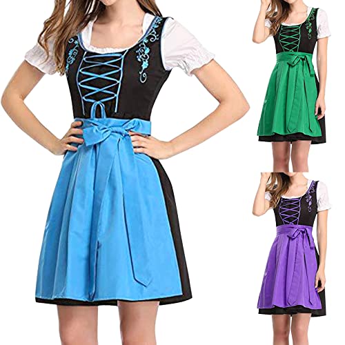 Bierfest Kleidung 4er-Pack, Halloween Oktoberfest Kostüme Outfits Freizeit Vintage Sommerkleid Traditionelles Ethnische Arbeitskleidung Bierfest Damenkostüm Festliche Kleider Damen Wickelkleid von TUQIDEWU