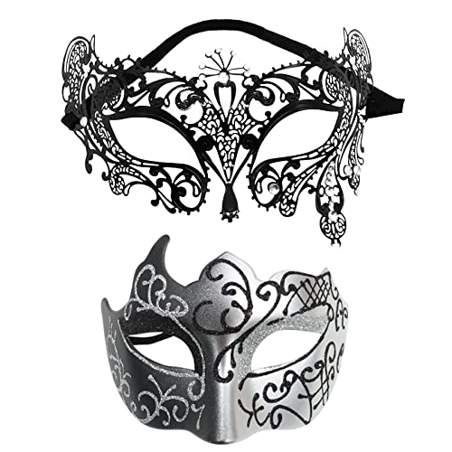 TUQIDEWU 2 Stück Venezianische Maske Damen Herren, Maskenball Maske Damen Herren Venezianischen Maske Augenmaske Sexy für Karneval Halloween CosplayA018 von TUQIDEWU
