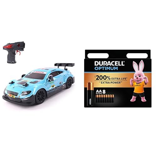 TURBO CHALLENGE 096224 Mercedes-Benz Racing-RC Prestige-096224-Ferngesteuertes Auto-Blau-1/24-Batterien Nicht enthalten-Kunststoff-Kinderspielzeug-Geschenk-Ab 4 Jahren + Duracell Optimum Batterien AA, von TURBO CHALLENGE