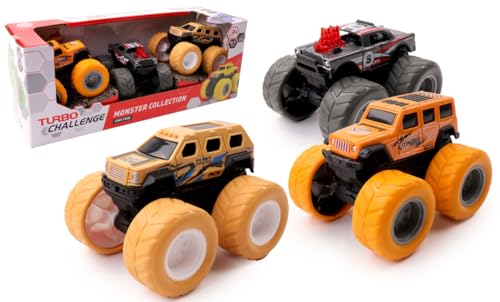 TURBO CHALLENGE - 3 Geländefahrzeuge – Monster Collection – 029056-1/24 – Fahrzeug Friction – Mehrfarbig – Kunststoff – Spielzeug für Kinder – Geschenk – ab 3 Jahren von TURBO CHALLENGE