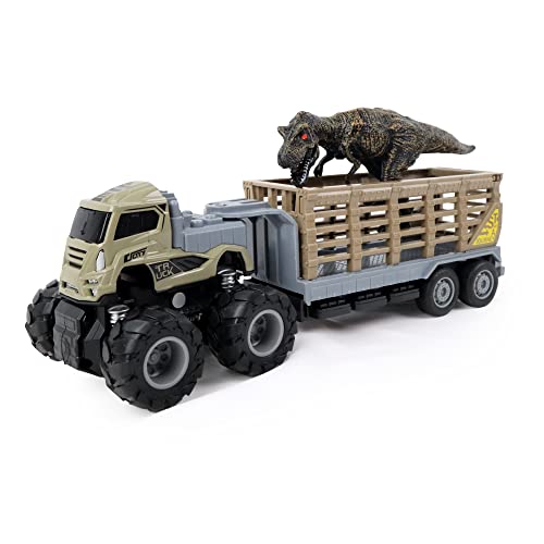 ZANIMO & CO - Transporter-LKW mit Reibung mit zufälligem Dinosaurier – 093212 – Farbe Beige, Braun und Grau – 30 cm – Kunststoff – ab 3 Jahren von ZANIMO & CO