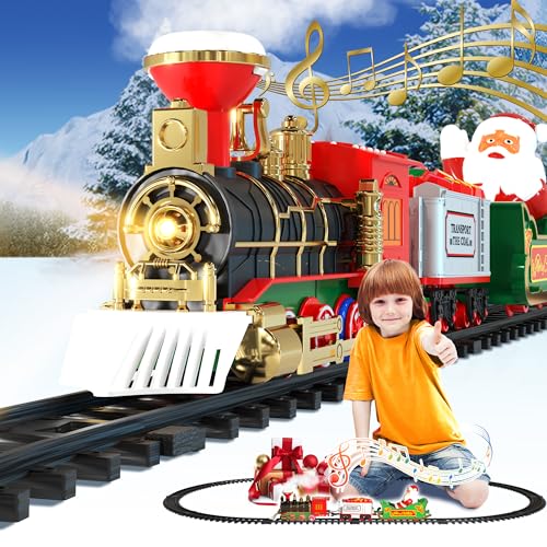 TUSEASY Elektrischer Zug Spielzeug Set für Kinder, Eisenbahn Kinder Elektrisch mit Dampf, Licht und Klang (EIN/Aus), Weihnachtszug um den Baum, Geschenk für Kinder ab 3 4 5 6 7 8 Jahren von TUSEASY