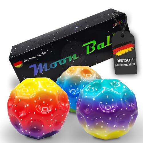 TUSTUS - Moon Ball 3 Stück – 70 mm Jump Ball – Hoch Springender Gummiball Galaxy Design, Kinder, Fangen- und Wurfspiel, Interaktives Spielzeug zur Stressbewältigung, Geschenk von TUSTUS