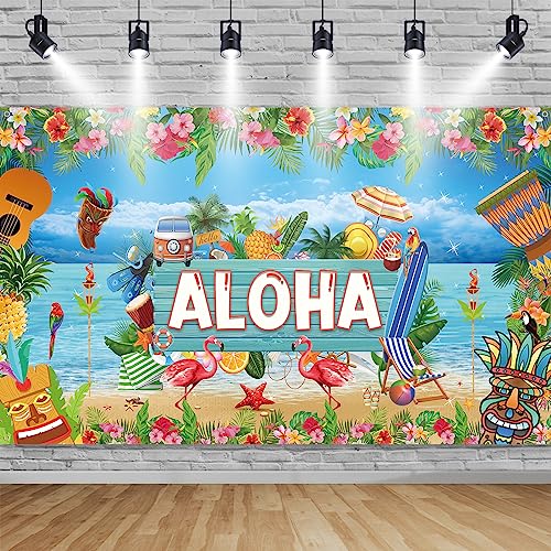 Aloha Party Banner, Hawaii Party Deko Banner, Hawaii Aloha Party Dekoration, Extra Groß Aloha Hintergrund Banner für Hawaii Tropisch Sommerparty Deko Luau Tiki Party Beach Party Deko, 185×110cm von TUTUXMA