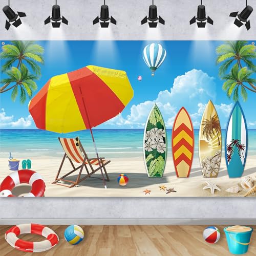 Beach Party Banner, Strand Party Deko Banner, Hawaii Party Dekoration, Beach Surfing Party Hintergrund Banner für Sommer Party Deko, Groß Hawaii Party Banner für Tropisch Beach Party Deko, 185×110cm von TUTUXMA