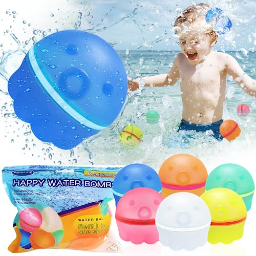 TUZHE 6 STK Wasserbomben Wiederverwendbar, wiederverwendbare wasserbomben selbstschließend splash ball magic splashy balls für Party, Wasserpark, Familienspiel von TUZHE