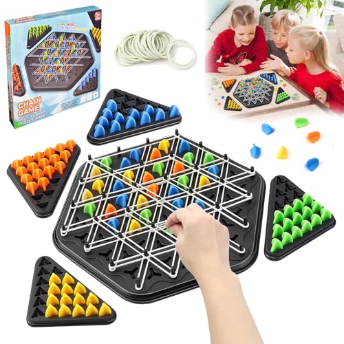 TUZHE Triggle Spiel mit Gummibänder Kettendreieck Schachspiel Taktikspiel mit Gummibändern Brettspiele Dreieck Triggle Board Game für 2-4 Personen von TUZHE