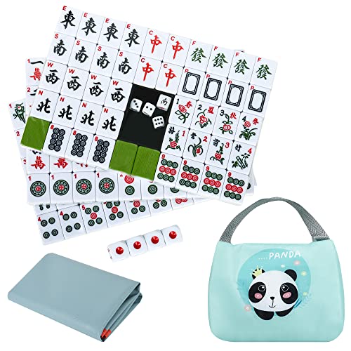 Chinese Travel Majiang 144 nummerierte Melamin-Fliesen 30 mm mit tragbarer Reisetasche, komplettes Mahjong-Spielset – (Mah Jong, Mah Jongg, Majiang, von TWBTC