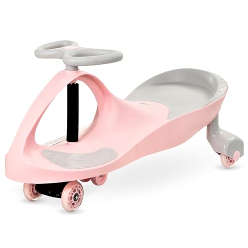 TWISTCAR Kinder 3+, Auto Kleinkinderfahrzeug, Spielzeugauto, Jungen & Mädchen, Auto Twist Car mit Lenker, Kautschuk Räder, Belastbar bis 120 kg, Pink LED von TWISTCAR