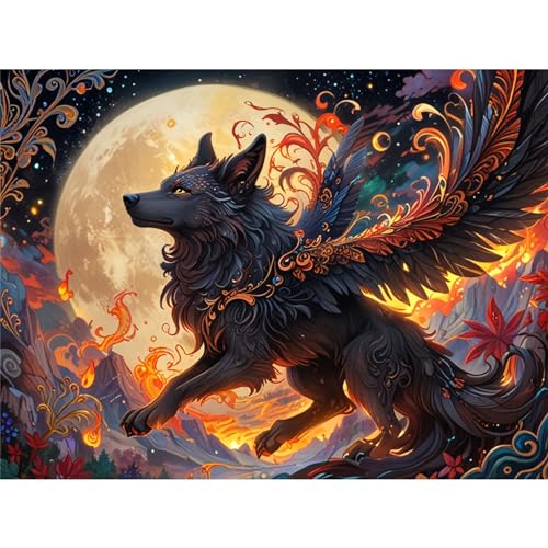 TWYYDP 1000 Teile Puzzle,Schwarze Wolfsflügel-Fantasie Puzzle,Holzpuzzles für die ganze Familie von TWYYDP