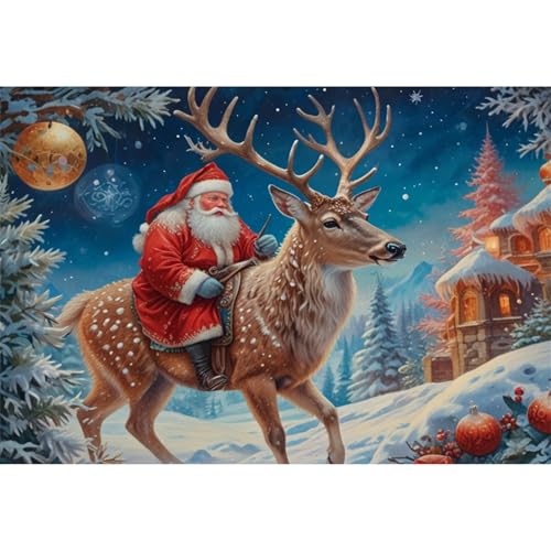 TWYYDP 1000 Teile Puzzle,Weihnachtsmann und Elch Puzzle,Einzigartige Holzpuzzles von TWYYDP