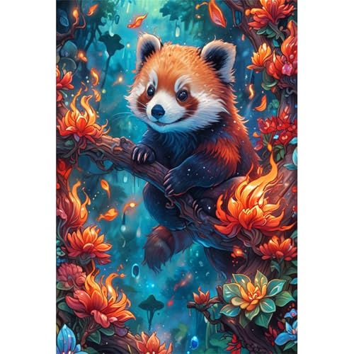 TWYYDP 1000 Teile Puzzle,Zweig Roter Panda Puzzle,Einzigartige Holzpuzzles von TWYYDP