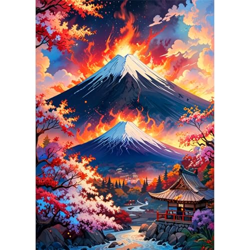 TWYYDP 1000 Teile Puzzle Japanische Vulkanschneegebirgslandschaft Puzzle Herausforderungsspiele Aus Holzpuzzles von TWYYDP