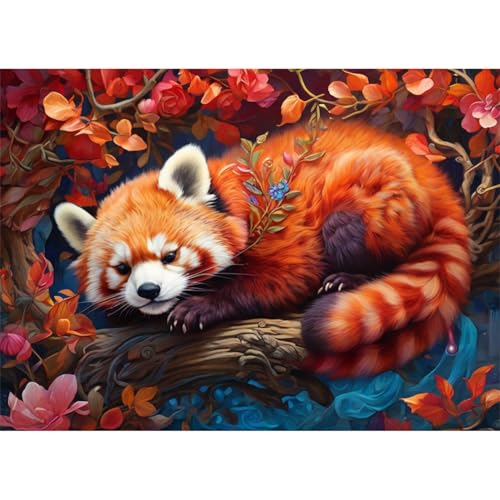 TWYYDP 1000 Teile Puzzle Roter Panda Auf Baum Puzzle Herausforderungsspiele Aus Holzpuzzles von TWYYDP