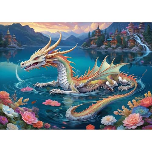 TWYYDP 1000 Teile Puzzle Seeknochendrache Puzzle Herausforderungsspiele Aus Holzpuzzles von TWYYDP