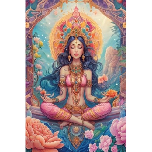 TWYYDP 1000 Teile Puzzle für Erwachsene,Blumen-Yoga-Mädchen,Holzpuzzle von TWYYDP