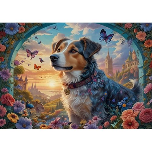 TWYYDP 1000 Teile Puzzle für Erwachsene,Gartenhund,Holzpuzzle von TWYYDP