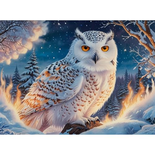 TWYYDP 1000 Teile Puzzle für Erwachsene,Holzpuzzle,Tierische Schneeeule-Schneeszene von TWYYDP