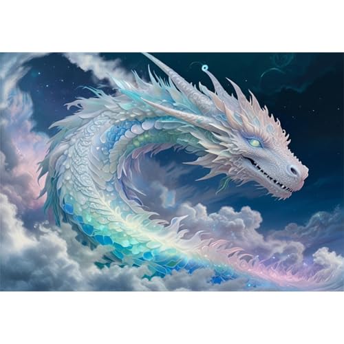 TWYYDP 1000 Teile Puzzle für Erwachsene,Silberner Drache,Holzpuzzle von TWYYDP