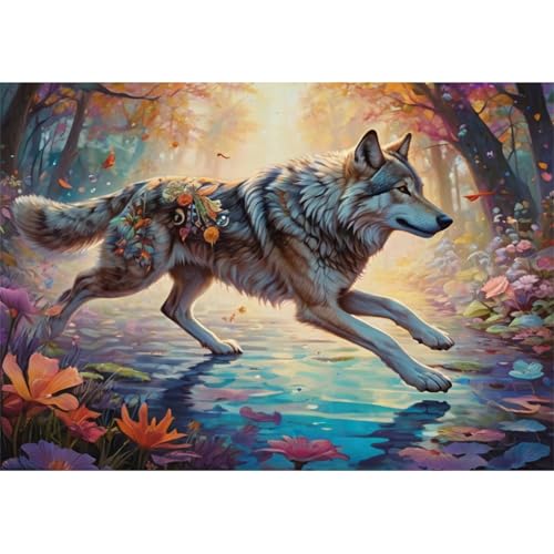 TWYYDP 1000 Teile Puzzle für Erwachsene,Wolf Läuft Tier,Holzpuzzle von TWYYDP