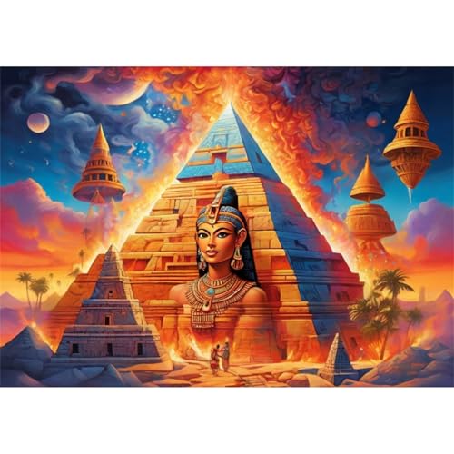 TWYYDP 1000 Teile Puzzle für Erwachsene und Kinder ab 14 Jahren,Ägyptische Pyramidenlandschaft Puzzle,Lernspiele Aus Holzpuzzles von TWYYDP