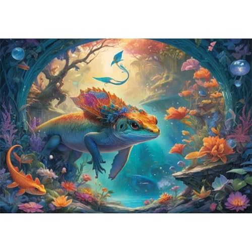 TWYYDP 1000 Teile Puzzle für Erwachsene und Kinder ab 14 Jahren,Blumen-Salamander-Landschaft Puzzle,Lernspiele Aus Holzpuzzles von TWYYDP