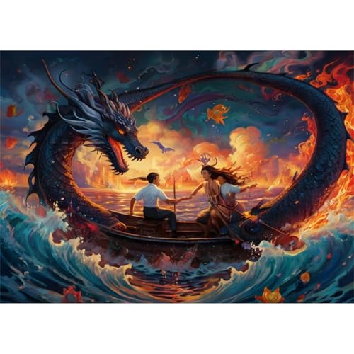 TWYYDP 1000 Teile Puzzle für Erwachsene und Kinder ab 14 Jahren,Fischerboot des Schwarzen Drachen Puzzle,Lernspiele Aus Holzpuzzles von TWYYDP