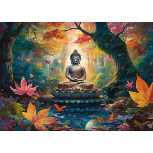 TWYYDP 1000 Teile Puzzle für Erwachsene und Kinder ab 14 Jahren,Große Baum-Buddha-Skulptur Auf Dem See Puzzle,Lernspiele Aus Holzpuzzles von TWYYDP