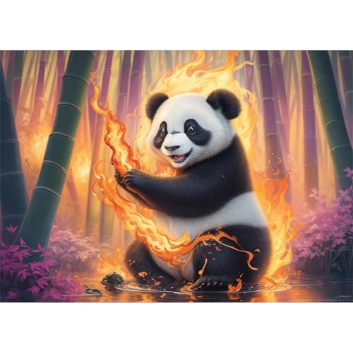 TWYYDP 1000 Teile Puzzle für Erwachsene und Kinder ab 14 Jahren,Großer Panda, Der Mit Feuer Spielt Puzzle,Einzigartige Holzpuzzles von TWYYDP