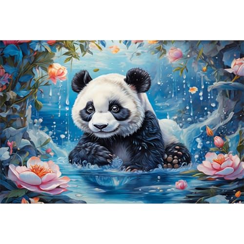 TWYYDP 1000 Teile Puzzle für Erwachsene und Kinder ab 14 Jahren,Großer Panda Im Wasser Puzzle,Lernspiele Aus Holzpuzzles von TWYYDP