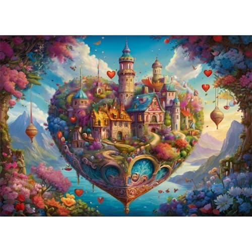 TWYYDP 1000 Teile Puzzle für Erwachsene und Kinder ab 14 Jahren,Herzförmiges Schloss Puzzle,Lernspiele Aus Holzpuzzles von TWYYDP