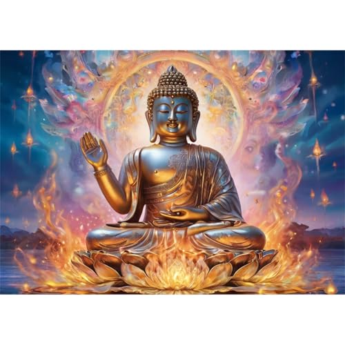 TWYYDP 1000 Teile Puzzle für Erwachsene und Kinder ab 14 Jahren,Lotus- und Buddha-Skulptur Puzzle,Lernspiele Aus Holzpuzzles von TWYYDP