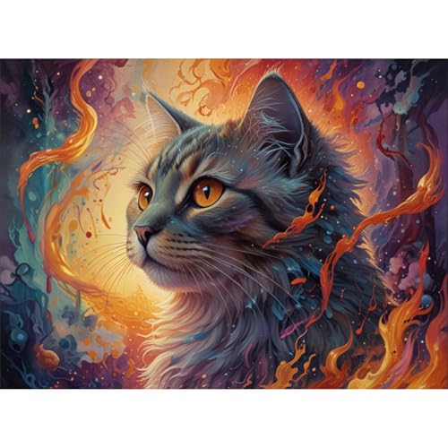 TWYYDP 1000 Teile Puzzle für Erwachsene und Kinder ab 14 Jahren,Ölgemälde Einer Katze Puzzle,Lernspiele Aus Holzpuzzles von TWYYDP