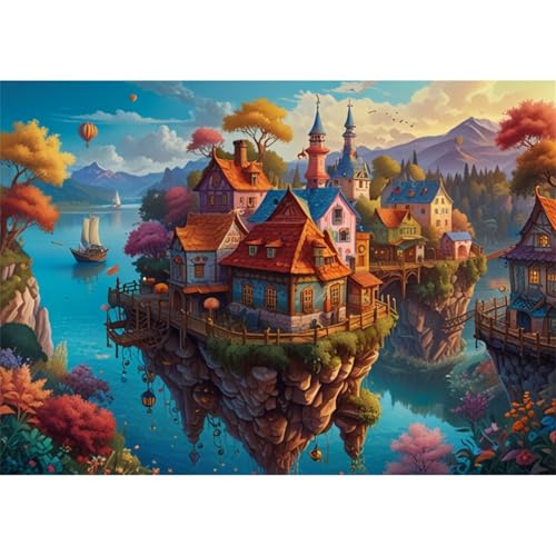 TWYYDP 1000 Teile Puzzle für Erwachsene und Kinder ab 14 Jahren,Schlossfantasie Auf Hügel Puzzle,Lernspiele Aus Holzpuzzles von TWYYDP