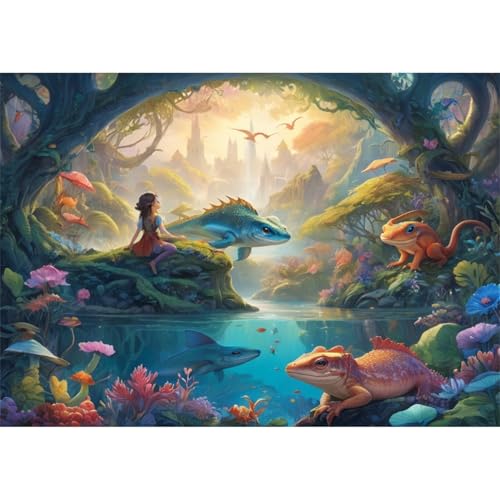 TWYYDP 1000 Teile Puzzle für Erwachsene und Kinder ab 14 Jahren,Tierlandschaft des Regenwaldsalamanders Puzzle,Lernspiele Aus Holzpuzzles von TWYYDP