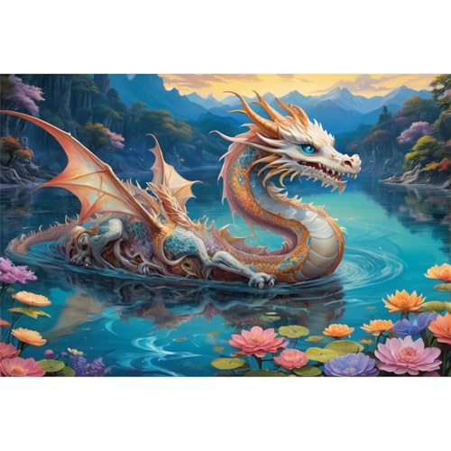 TWYYDP 1000 Teile Puzzle für Erwachsene und Kinder ab 14 Jahren,Wasserdrache Puzzle,Lernspiele Aus Holzpuzzles von TWYYDP