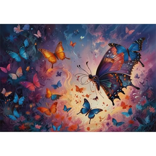 TWYYDP 1000 Teile Puzzle für Erwachsene und Kinder ab 14 Jahren Bunter Schmetterling Fliegt Puzzle Holzpuzzles Als DIY-Wanddekoration für Zuhause von TWYYDP