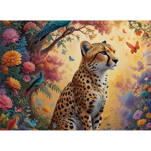 TWYYDP 1500 Teile Puzzle,Blumen Landschaft Gepard Tier Puzzle,Holzpuzzles Als Wanddekoration von TWYYDP