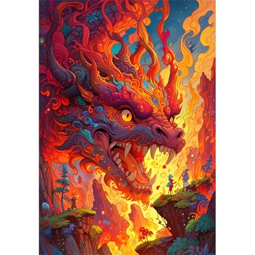 TWYYDP 1500 Teile Puzzle,Cartoon-Monsterdrache Puzzle,Holzpuzzles Als Wanddekoration von TWYYDP