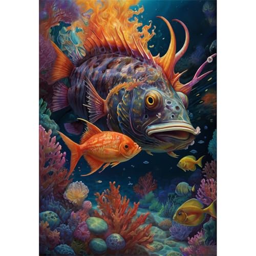 TWYYDP 1500 Teile Puzzle,Korallen Großer Fisch Monsterfisch Tier Puzzle,Holzpuzzles Als Wanddekoration von TWYYDP